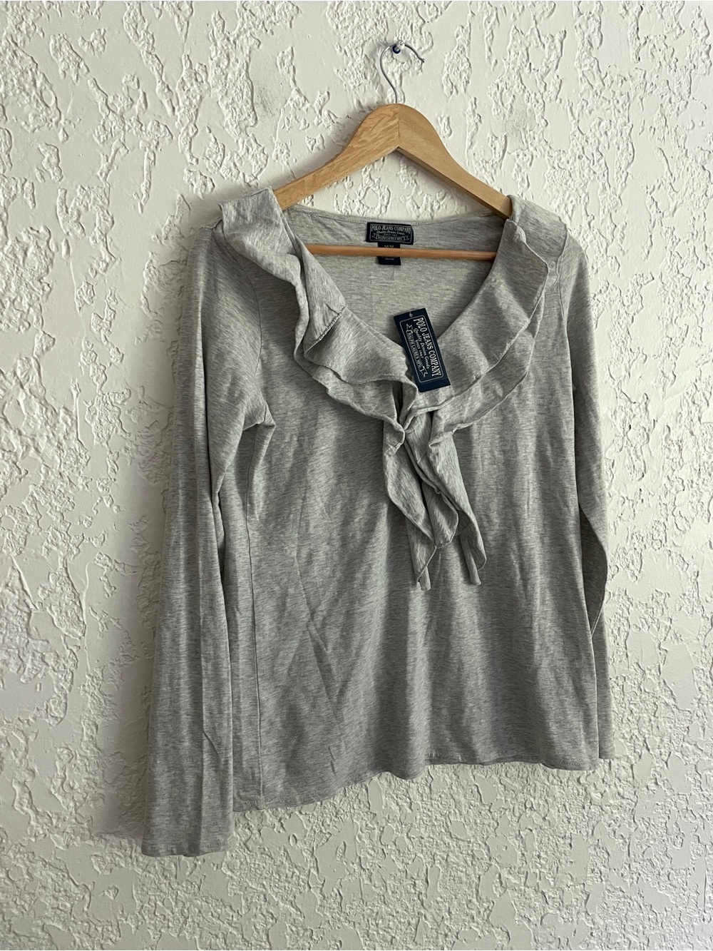 Ralph Lauren Polo Jeans RARE Vintage Y2K Romantic Ruffle Front Top - Picture 2 of 7